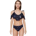 Starry Night  Space Constellations  Stars  Galaxy  Universe Graphic  Illustration Ruffle Edge Tie Up Bikini Set	 View1