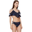 Starry Night  Space Constellations  Stars  Galaxy  Universe Graphic  Illustration Ruffle Edge Tie Up Bikini Set	 View3