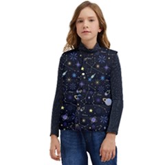 Starry Night  Space Constellations  Stars  Galaxy  Universe Graphic  Illustration Kid s Button Up Puffer Vest	 by Grandong