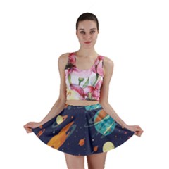 Space Galaxy Planet Universe Stars Night Fantasy Mini Skirt by Grandong