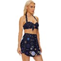 Starry Night  Space Constellations  Stars  Galaxy  Universe Graphic  Illustration Vintage Style Bikini Top and Skirt Set  View3