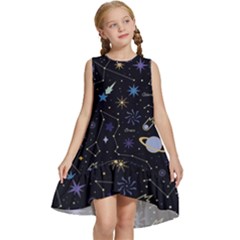 Starry Night  Space Constellations  Stars  Galaxy  Universe Graphic  Illustration Kids  Frill Swing Dress by Grandong