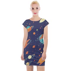 Space Galaxy Planet Universe Stars Night Fantasy Cap Sleeve Bodycon Dress by Grandong