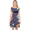 Space Galaxy Planet Universe Stars Night Fantasy Capsleeve Midi Dress View1