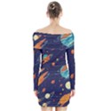 Space Galaxy Planet Universe Stars Night Fantasy Long Sleeve Off Shoulder Dress View2