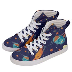 Space Galaxy Planet Universe Stars Night Fantasy Women s Hi-top Skate Sneakers by Grandong