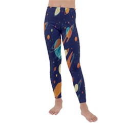 Space Galaxy Planet Universe Stars Night Fantasy Kids  Lightweight Velour Leggings by Grandong