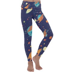 Space Galaxy Planet Universe Stars Night Fantasy Kids  Lightweight Velour Classic Yoga Leggings by Grandong