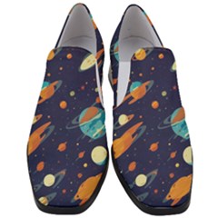 Space Galaxy Planet Universe Stars Night Fantasy Women Slip On Heel Loafers by Grandong