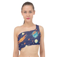 Space Galaxy Planet Universe Stars Night Fantasy Spliced Up Bikini Top  by Grandong