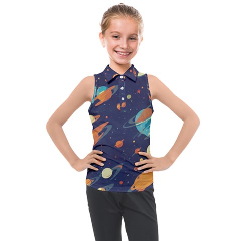 Space Galaxy Planet Universe Stars Night Fantasy Kids  Sleeveless Polo T-shirt by Grandong