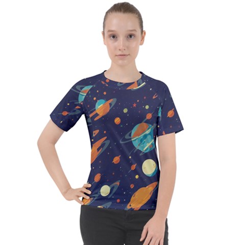 Space Galaxy Planet Universe Stars Night Fantasy Women s Sport Raglan T-shirt by Grandong