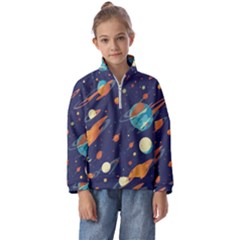 Space Galaxy Planet Universe Stars Night Fantasy Kids  Half Zip Hoodie by Grandong