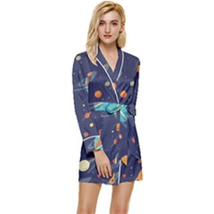 Space Galaxy Planet Universe Stars Night Fantasy Long Sleeve Satin Robe by Grandong