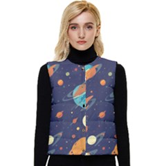 Space Galaxy Planet Universe Stars Night Fantasy Women s Button Up Puffer Vest by Grandong