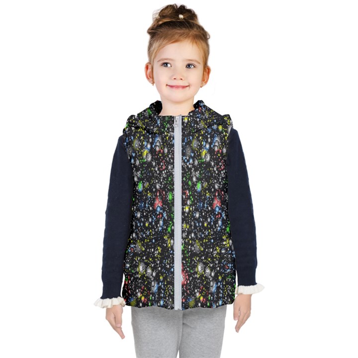 Illustration Universe Star Planet Kids  Hooded Puffer Vest