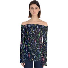 Illustration Universe Star Planet Off Shoulder Long Sleeve Top by Grandong