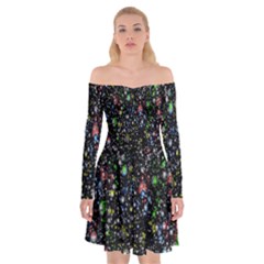 Illustration Universe Star Planet Off Shoulder Skater Dress by Grandong