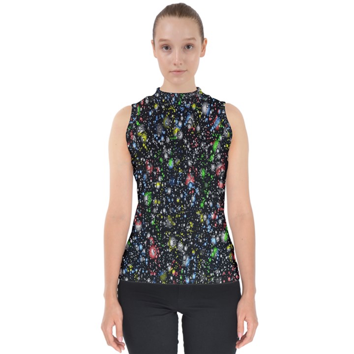 Illustration Universe Star Planet Mock Neck Shell Top