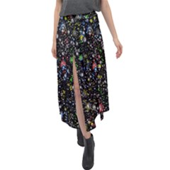 Illustration Universe Star Planet Velour Split Maxi Skirt by Grandong