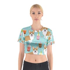 Welsh Corgi Boba Tea Bubble Cute Kawaii Dog Breed Cotton Crop Top by Grandong