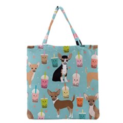 Chihuahua Bubble Kawaii Boba Tea Cute Dog Grocery Tote Bag by Grandong