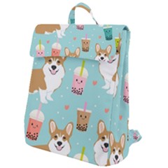 Welsh Corgi Boba Tea Bubble Cute Kawaii Dog Breed Flap Top Backpack by Grandong