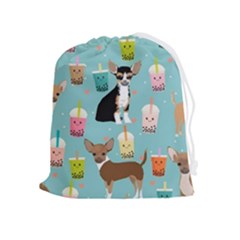 Chihuahua Bubble Kawaii Boba Tea Cute Dog Drawstring Pouch (xl) by Grandong