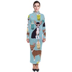 Chihuahua Bubble Kawaii Boba Tea Cute Dog Turtleneck Maxi Dress by Grandong