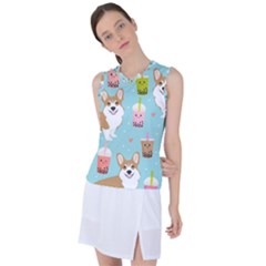 Welsh Corgi Boba Tea Bubble Cute Kawaii Dog Breed Women s Sleeveless Sports Top by Grandong