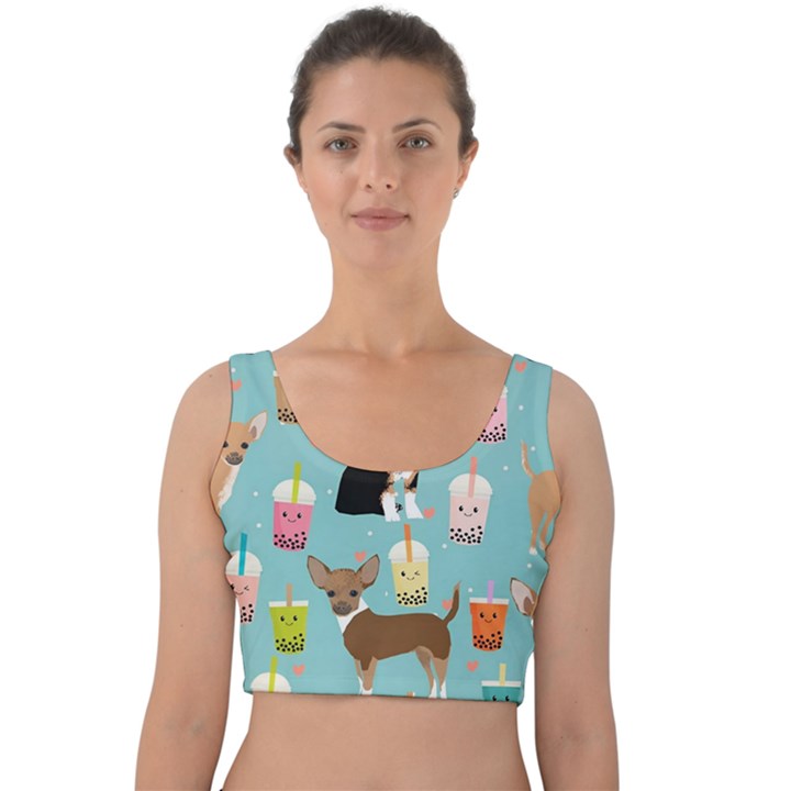 Chihuahua Bubble Kawaii Boba Tea Cute Dog Velvet Crop Top