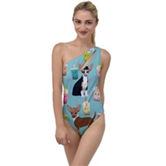 Chihuahua Bubble Kawaii Boba Tea Cute Dog To One Side Swimsuit by Grandong