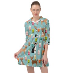 Chihuahua Bubble Kawaii Boba Tea Cute Dog Mini Skater Shirt Dress by Grandong