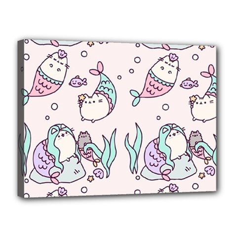 Cartoon Cat Cute Animal Design Drawing Illustration Kawaii Canvas 16  X 12  (stretched) by Grandong