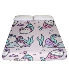 Cartoon Cat Cute Animal Design Drawing Illustration Kawaii Fitted Sheet (queen Size) by Grandong