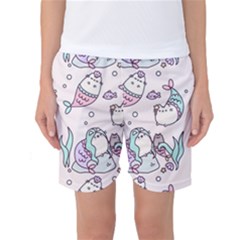 Cartoon Cat Cute Animal Design Drawing Illustration Kawaii Women s Basketball Shorts by Grandong