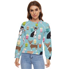 Chihuahua Bubble Kawaii Boba Tea Cute Dog Women s Long Sleeve Raglan T-shirt