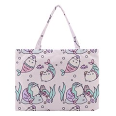 Cartoon Cat Cute Animal Design Drawing Illustration Kawaii Medium Tote Bag by Grandong