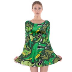 Dino Kawaii Long Sleeve Skater Dress by Grandong