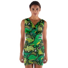 Dino Kawaii Wrap Front Bodycon Dress by Grandong