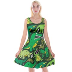 Dino Kawaii Reversible Velvet Sleeveless Dress by Grandong