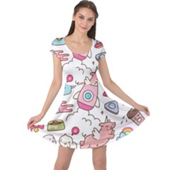 Set-kawaii-doodles -- Cap Sleeve Dress by Grandong