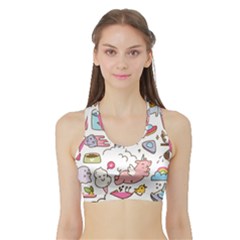 Set-kawaii-doodles -- Sports Bra With Border by Grandong