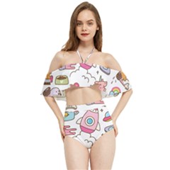 Set-kawaii-doodles -- Halter Flowy Bikini Set  by Grandong