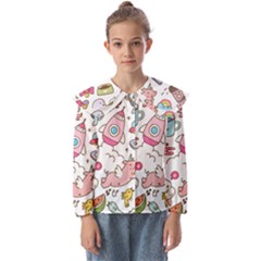 Set-kawaii-doodles -- Kids  Peter Pan Collar Blouse by Grandong