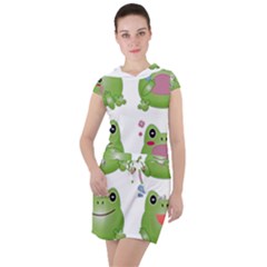 Kawaii-frog-rainy-season-japanese Drawstring Hooded Dress by Grandong