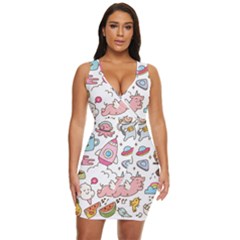 Set-kawaii-doodles -- Draped Bodycon Dress by Grandong