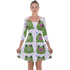 Kawaii-frog-rainy-season-japanese Quarter Sleeve Skater Dress by Grandong