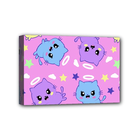 Seamless Pattern With Cute Kawaii Kittens Mini Canvas 6  X 4  (stretched) by Grandong