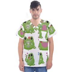 Kawaii-frog-rainy-season-japanese Men s V-neck Scrub Top